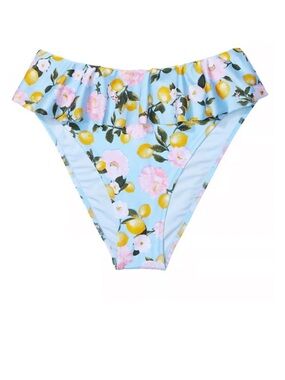 Victoria’s Secret Lemon Floral Ruffle High Waist Cheeky Bikini Bottom M